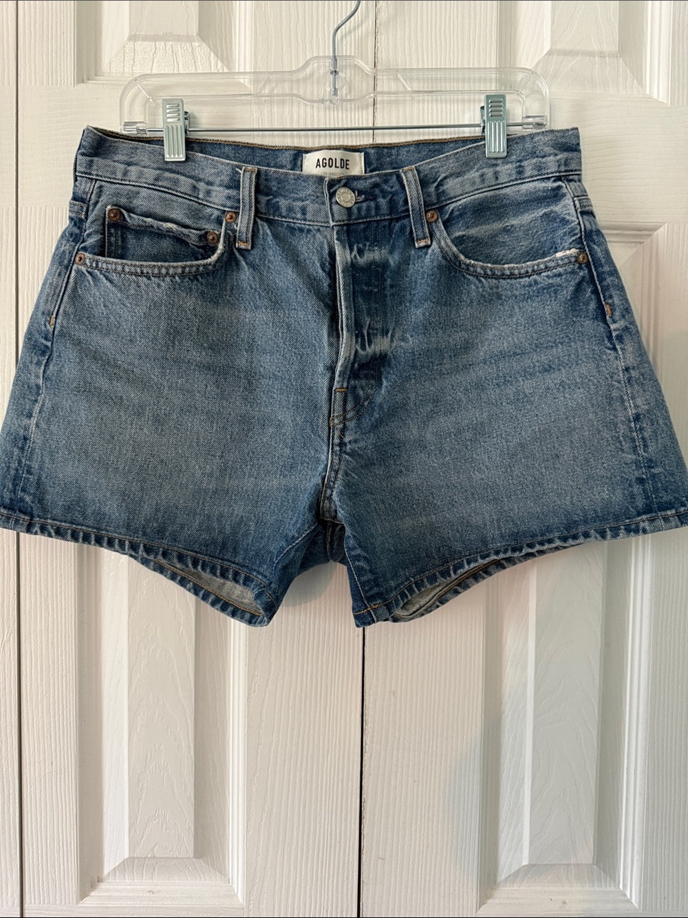 Agolde Blue Cutoff High-Rise Jeans Shorts Sz 28